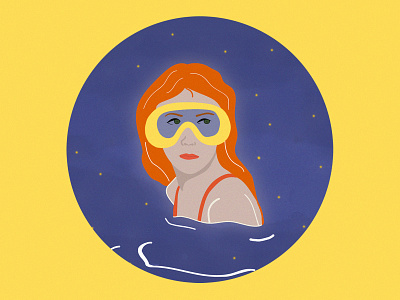 Sea fireflies illustration redhead sketch yellow