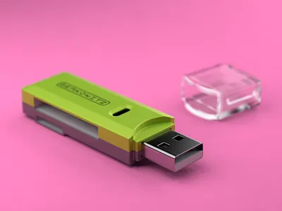 SD Card Reader 3d device electronic gadget lighting model render tech usb
