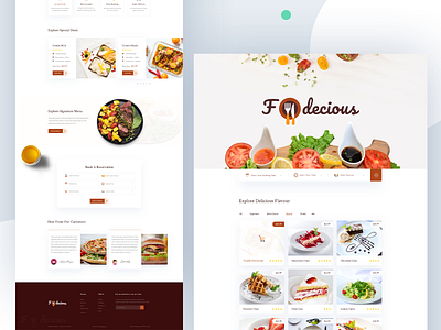 Fodecious - Restaurant Website Template beverage burger food illustration landingpage menu online order order pizza product reservations restaurant ui