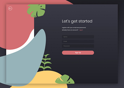 Sign Up Page colour dailyui dailyui 001 plants register sign up ui ux