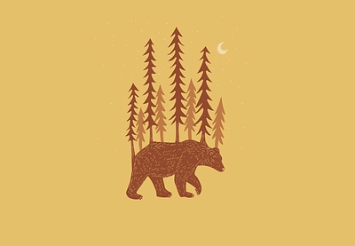 PNW Grizzly Bear Icon animal animal illustration bear drawing dribbbleweeklywarmup forest grizzly bear icon landscape mountains nature outdoors pnw t shirt trees washington wildlife