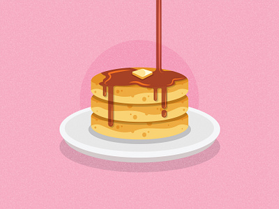 National Pancake Day 🥞 breakfast butter cake dribbble flat design graphic design illustration illustrator nationalpancakeday pancake pancakeday pancakes pink plate sugar sweets syrup vector