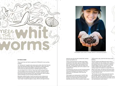 The Mighty Whit-worms compost editorial hand lettering illustration spokane whitworth worms