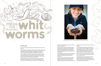 The Mighty Whit-worms compost editorial hand lettering illustration spokane whitworth worms