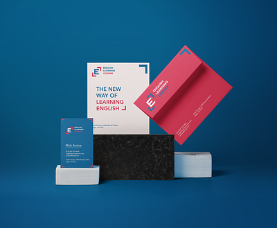 ELC Branding algiers blue brand center corner design dz ec el elc england english envelope invitation card learning logo london mockup red visit card