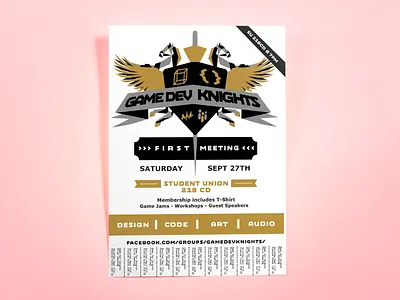 Game Dev Knights Poster branding design flat illustration logo design typography vector