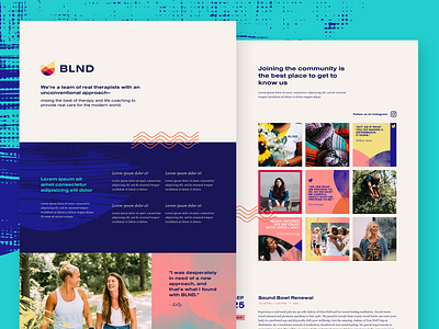 WIP - BLND Website blue branding branding design color desktop hifi instagram lorem ipsum patterns pink texture therapy vibrant visual identity wave web website website concept website design wellness