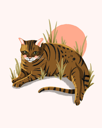 Cat Commission cat illustration jungle kitten vintage