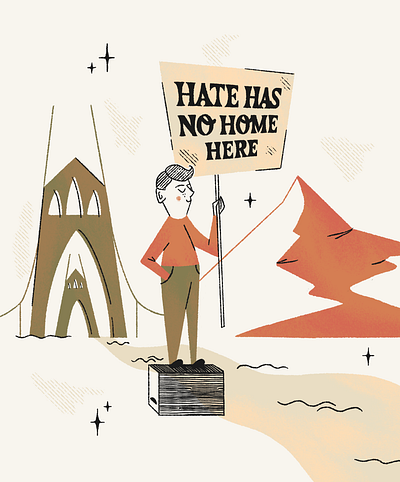 Hate Has No Home Here illustration portland protest retro vintage