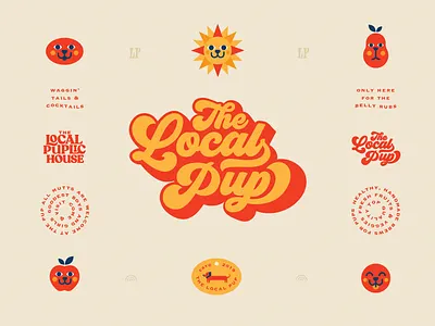 The Local Pup bar branding brew design dog groovy illustration orange pub