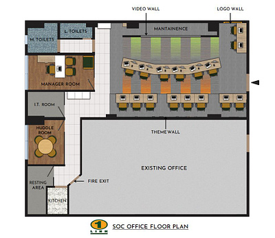 1-Link Pvt Ltd Office Interior Plan autocad design photoshop rendering sketchup