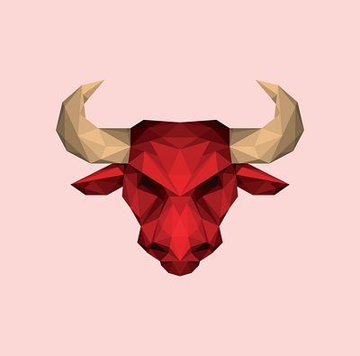 Angry Bull art badge brand brand identity branding bull concept design illustration logo logos logotype low poly lowpoly minimal red simple sketch vector vector illustration