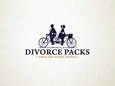 divorce packs logo adobe illustrator attorney bicycle couple divorce illustration logo logodesign relationship vintage logo