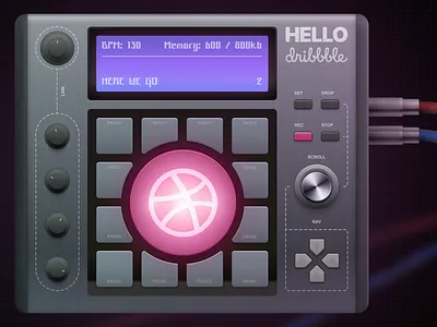 Hello, dribbble! hello dribbble midi mpc music sampler skeumorphic synth