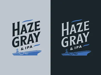 Haze Gray and IPA Logo aircraft carrier beer beer brand brewery gray haze ipa memphis navy reversed ship type typography