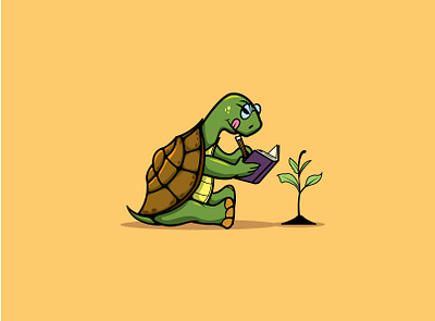 shield full of knowledge adobe illustrator animal cartoon character hand drawn illustration logo mascot turtle