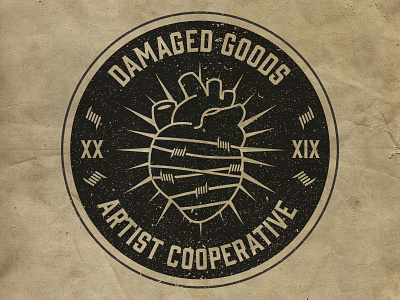 Damaged Goods Artist Cooperative artist barbed wire branding cooperative design heart illustration logo