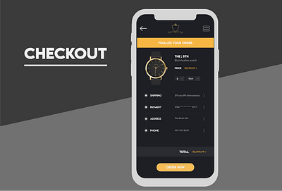 Checkout checkout clock dailyui luxury mobile mobile ui order orders pay payment shipping uidesign