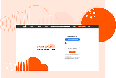 daily ui 001 ::: soundcloud signup re-design dailyui illustration music app signup page soundcloud ui ux