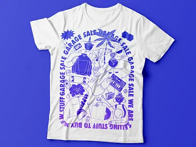 Garage Sale T-shirt garage sale illustraion jacket keyboard plant screen print tape vinyl