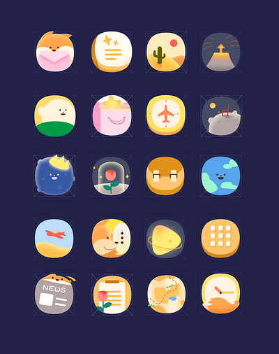 Le Petite Prince Android Theme app flat icon illustration logo ui