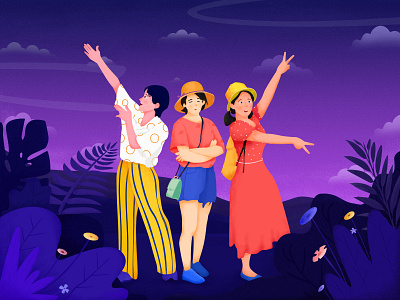 Girlfriends travel illustration illustration ui