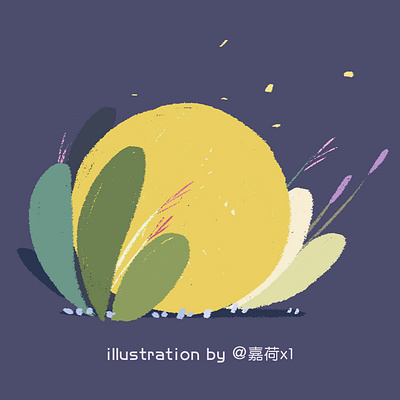 alone illustration midautumn moon moonlight night