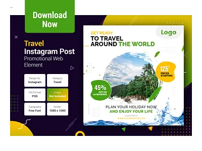 Travel Instagram Banner banner facebook post flyer instagram instagram template post tour tourism travel travel agency travel app travel blog travel blogger travel book travel poster travel website traveling