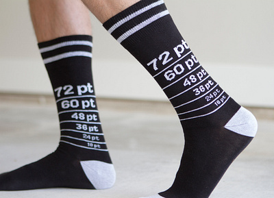 Back in S(t)ock design fonts footnotes points size socks type