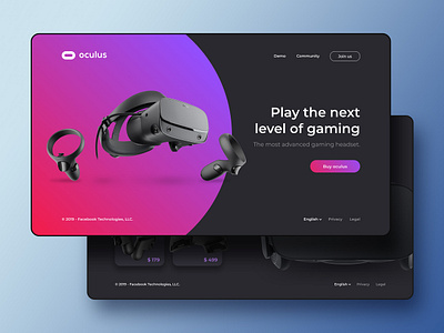 Oculus - Landing Page concept challenge daily ui daily ui challenge dark design gaming homepage interface landing page landing page ui minimalist oculus uidesign web website