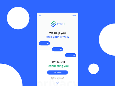 PrevU (Home Page Redesign) home page home screen minimalist mobile privacy redesign sketch app startup ui ui ux web design website