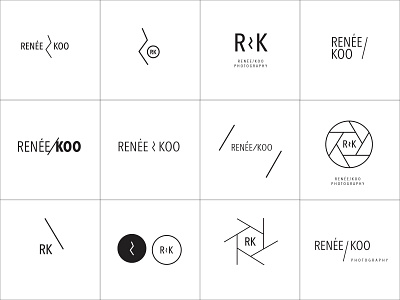 Renée/Koo Logo Explorations black and white branding branding and identity co branding duo logo photographer photography split studio
