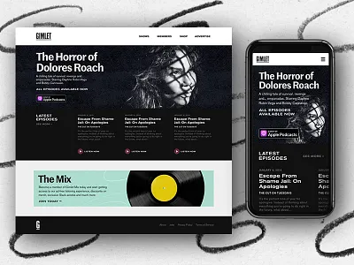 Gimlet Brand Update user interface visual design website design