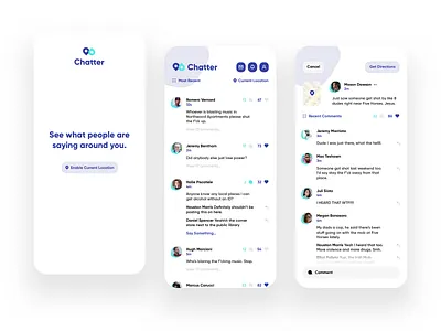 Chatter: Local Social App app concept app design app ui app ui design branding contrast iphone x social app socialmedia typography