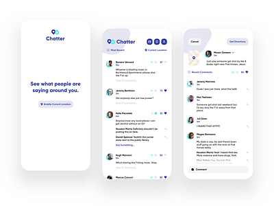 Chatter: Local Social App app concept app design app ui app ui design branding contrast iphone x social app socialmedia typography