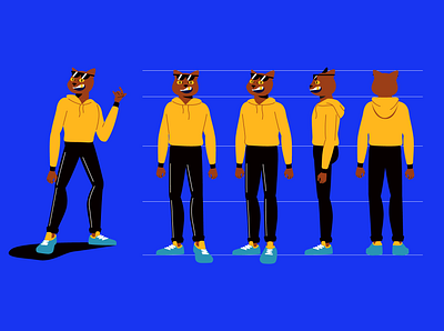 Character design - Gentlemen MV 2d cat character charater design flat glasses illustration man model sheet sneakers