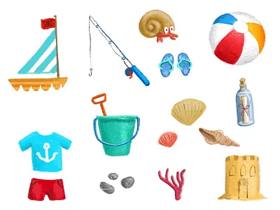 Beach stuff beach holiday illustration vacation