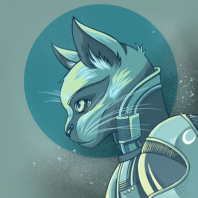Space Cat cat design digital color digitalart drawing fantasy illustration procreate scifi space