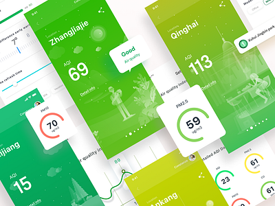 Air quality monitor App green ui