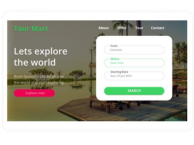 Tour Website Landing Page adobe xd adobephotoshop tourism travel travel agency ux