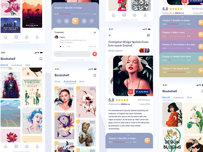 Bookshelf app audiobook bookshelf chapter design ebook ebooks listening ui