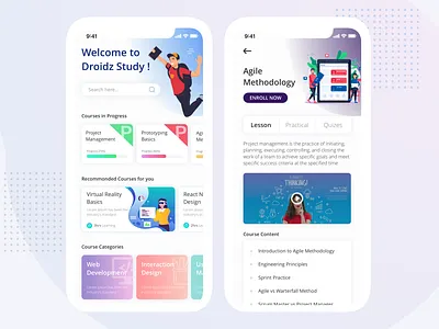 E - Learning App app design design e learning education illustration mobile app design product design ui ui design ux ux design