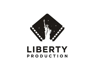 Liberty + Film Stripes Logo america branding design film illustration liberty logo logotype mark movie new york production statue strips symbol usa vector