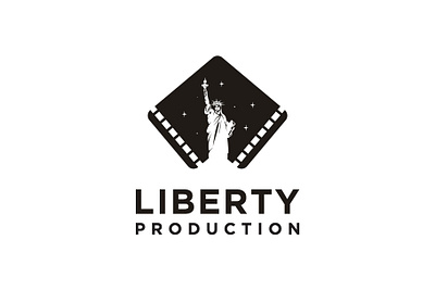 Liberty + Film Stripes Logo america branding design film illustration liberty logo logotype mark movie new york production statue strips symbol usa vector