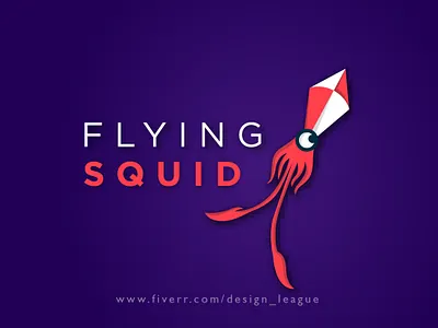Flying Squid Logo artwork branding brandingdesign clean conceptual design creative design creative agency creative design creative logo design flat design flying squid logo fresh design icon illustration logo league modern logo modernism morden squid logo