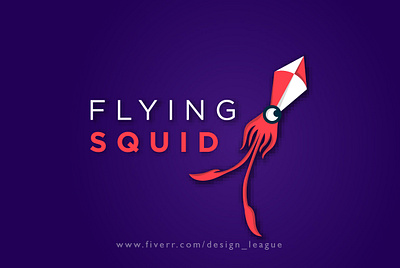 Flying Squid Logo artwork branding brandingdesign clean conceptual design creative design creative agency creative design creative logo design flat design flying squid logo fresh design icon illustration logo league modern logo modernism morden squid logo