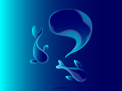Feeling a Little Blue . . . Really? blue blue whale design gigantic illustration light living neon colors water