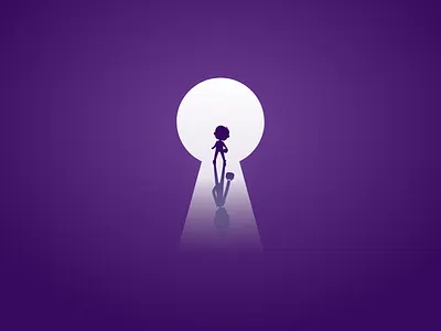 The light at the end of the keyhole V2 door enigma escape game escape room illustration keyhole kid logo mysterious shadow