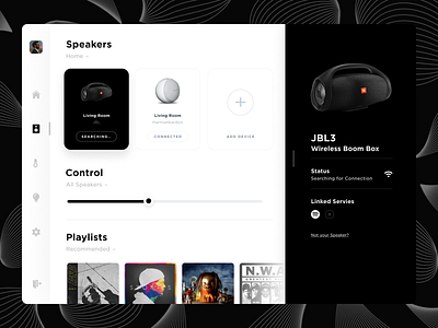 Smart Home Dashboard audio clean dashboad design desktop flat jbl minimal smarthome speakers ui ux