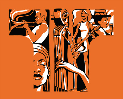 Music / T-shirt illustration art characters design illustration music musician screen printing textile design tshirt vector